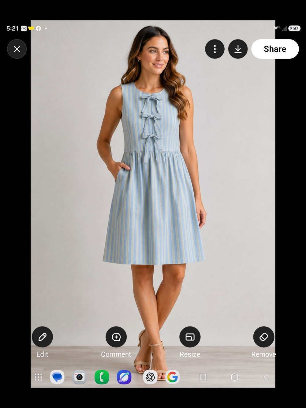 Sleeveless Light Blue Striped Tie-Front Sundress